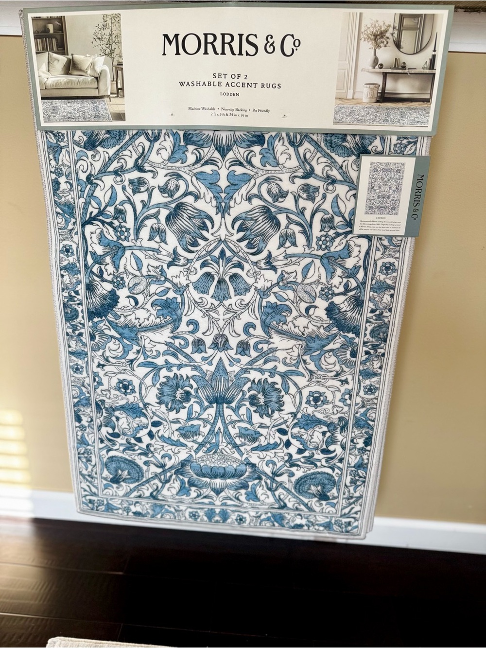 Morris & Co. Blue Lodden Washable Accent Rug Set of 2